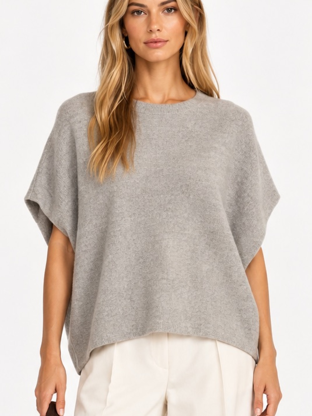 Black Goat Cashmere XL Grey Oversized Poncho Sweater 100% Cashmere